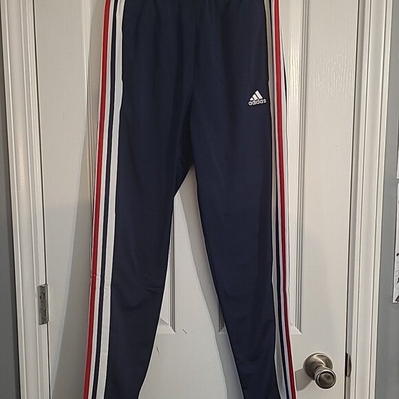 Adidas Essentials Nations Men's Size Small Blue Tricot Track Pants JE9626 New - Picture 1 of 6